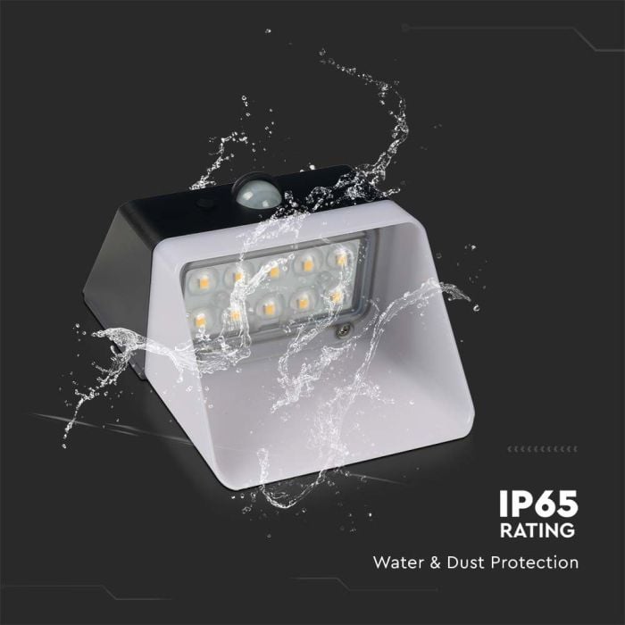 V-TAC Sensor Solar Luz de Pared - IP65 Impermeable - Negro + Blanco - 2W - 200 Lumens - 4000K-extra-13.webp