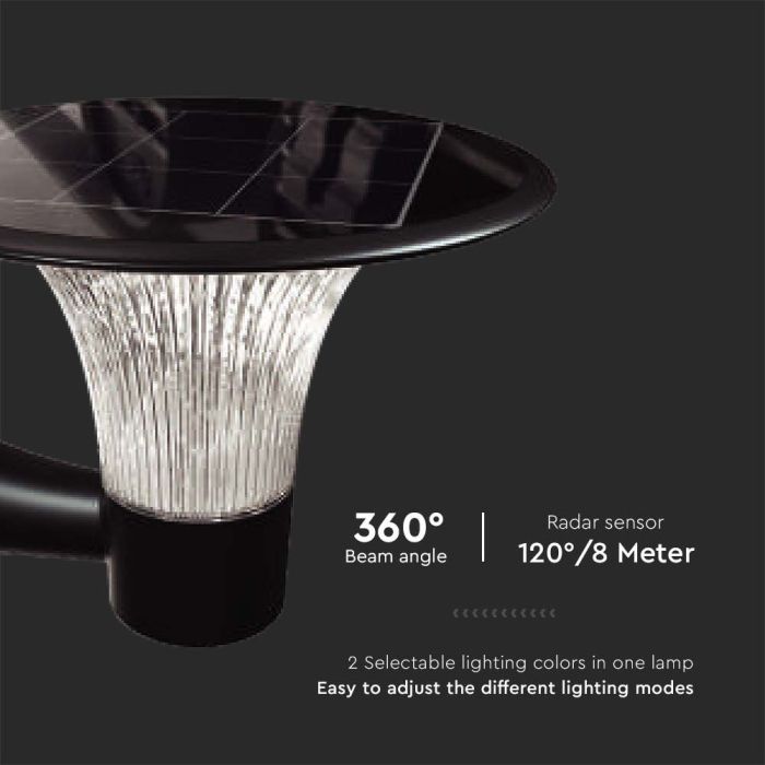 V-TAC Sensor Solar Luz de Pared - IP65 Impermeable - Negro - 15W- 1900 Lumens - 6000K + 4000K-extra-6.webp