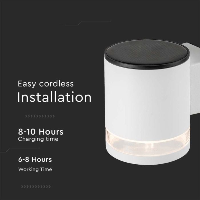 Aplique Solar V-TAC - IP44 - Cuerpo Blanco - 70 Lumens - 3000K-extra-4.webp