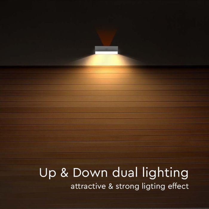 Luz Solar de Pared con Sensor V-TAC - IP65 Impermeable - Cuerpo Blanco - 3W - 350 Lumens - 4000K + 3000K-extra-6.webp