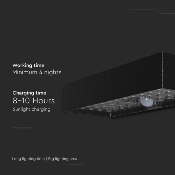 V-TAC Sensor Solar Luz de Pared - IP65 Impermeable - Cuerpo Negro - 900 Lumens - 4000K-extra-4.webp
