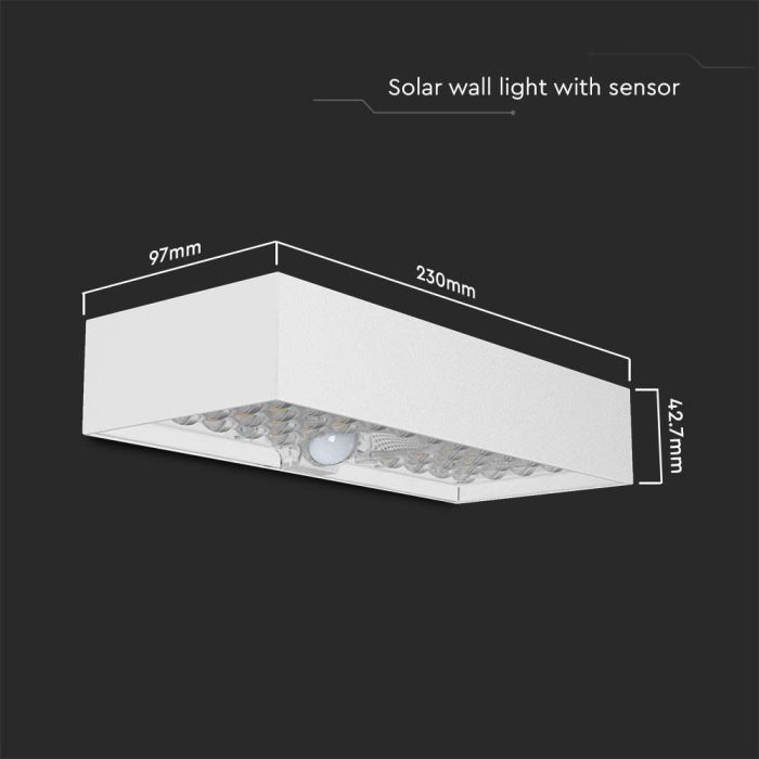 Luz Solar de Pared con Sensor V-TAC - IP65 Impermeable - Cuerpo Blanco - 900 Lumens - 4000K-extra-2.webp