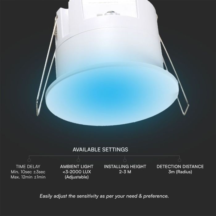 Detectores de movimiento V-TAC Real Presence - IP54 - Blanco-extra-4.webp