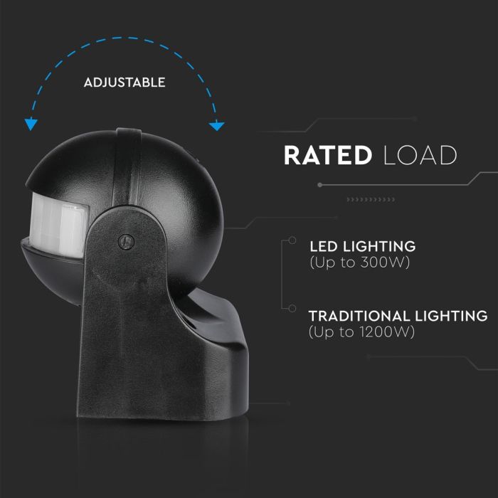 Sensor de movimiento por infrarrojos V-TAC - IP44 - Negro-extra-6.webp