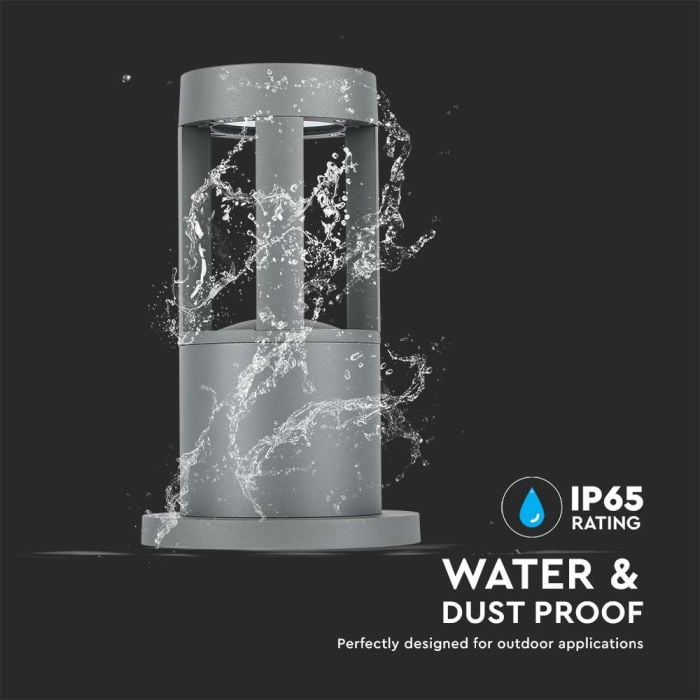 V-TAC Luz de Bolardo Exterior - IP65 Impermeable - Gris - 10W - 1000 Lumens - 6400K - 25CM-extra-4.webp