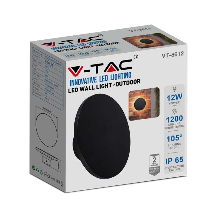Aplique Moderno LED V-TAC - 100lm/w - IP65 Estanco - 12W - 1200 Lumens - 3000K - 160MM-extra-7.webp