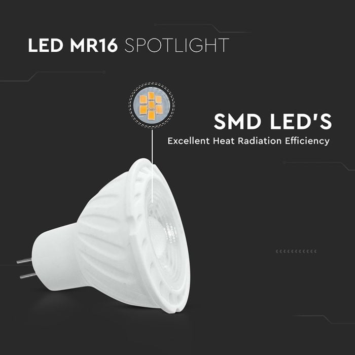 V-TAC LED Dicroica - MR16 - Lente 38° - IP20 - Blanco - 6W - 445 Lumens - 4000K-extra-3.webp