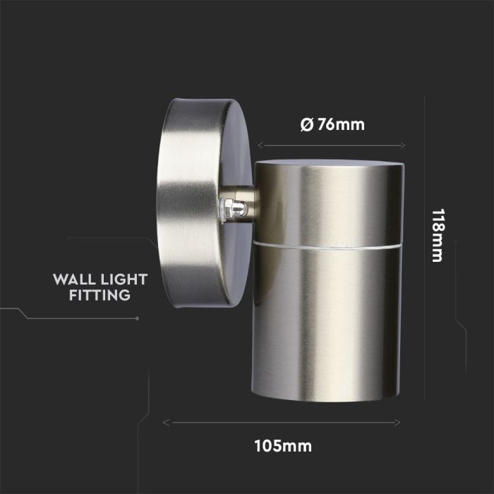 V-TAC Aplique de Pared Exterior - Accesorios de Pared - Soporte GU10 - IP44 - Acero Inoxidable-extra-6.webp