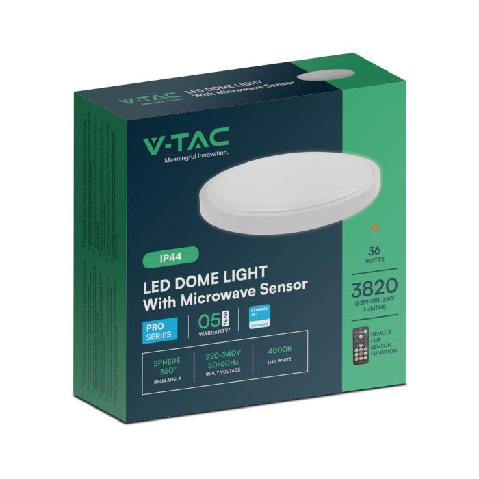 V-TAC LED Plafón redondo - Samsung - Sensor - IP44 - Negro - 36W- 3820 Lumens - 4000K - 420MM-extra-9.webp