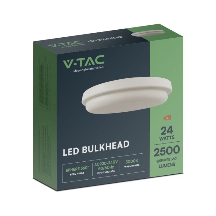 V-TAC LED Plafón redondo - Mamparo - IP54 - Blanco - 24W- 2500 Lumens - 6500K-extra-7.webp