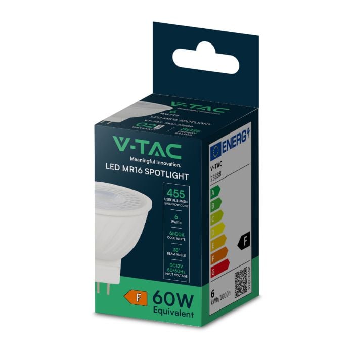 V-TAC LED Dicroica - MR16 - Lente 38° - IP20 - Blanco - 6W - 455 Lumens - 6500K-extra-6.webp