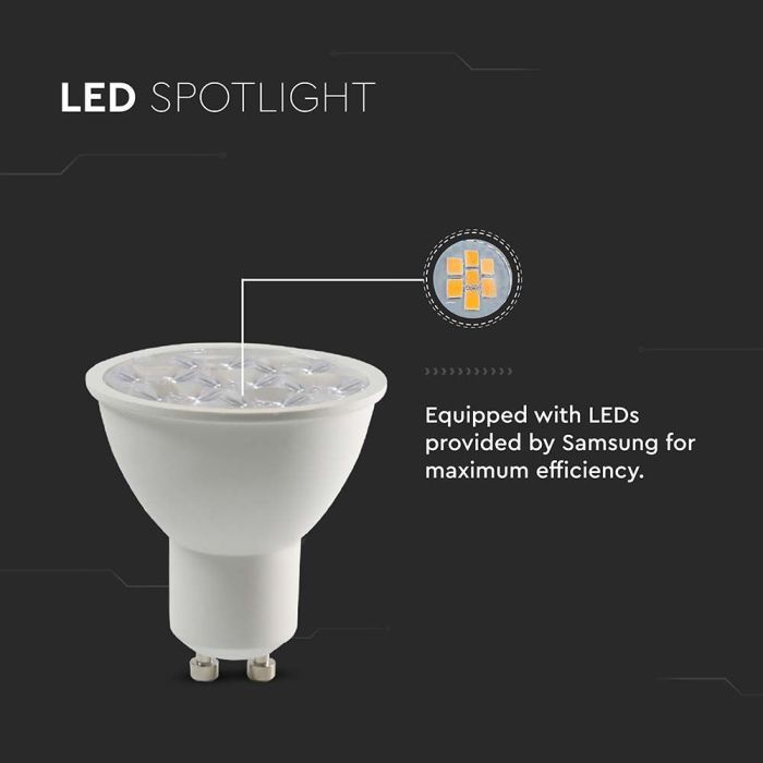 V-TAC LED Dicroica - Samsung - GU10 - Lente 10° - Blanco - 6W - 445 Lumens - 3000K-extra-3.webp
