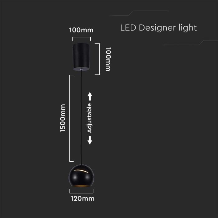 V-TAC Luz de Techo de Diseño - IP20 - Cuerpo Negro - 8.5W- 850 Lumens - 3000K-extra-3.webp