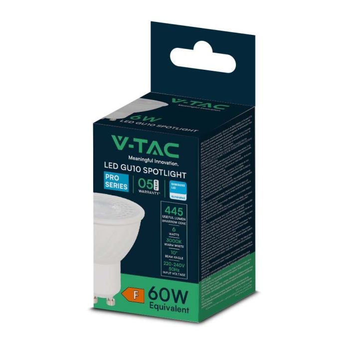 V-TAC LED Dicroica - Samsung - GU10 - Lente 10° - Blanco - 6W - 445 Lumens - 4000K-extra-5.webp