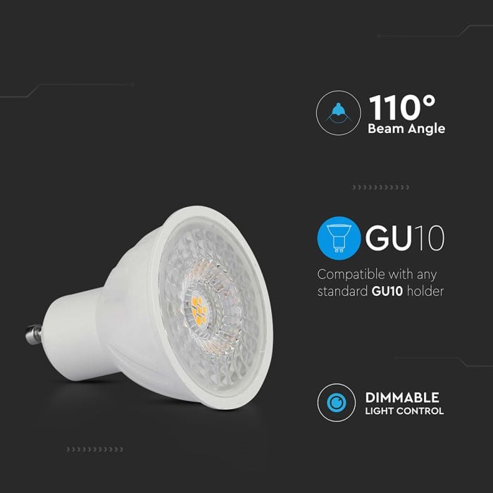 V-TAC LED Dimmable Dicroica - GU10 - Lente 110° - IP20 - Blanco - 6W - 445 Lumens - 3000K-extra-4.webp