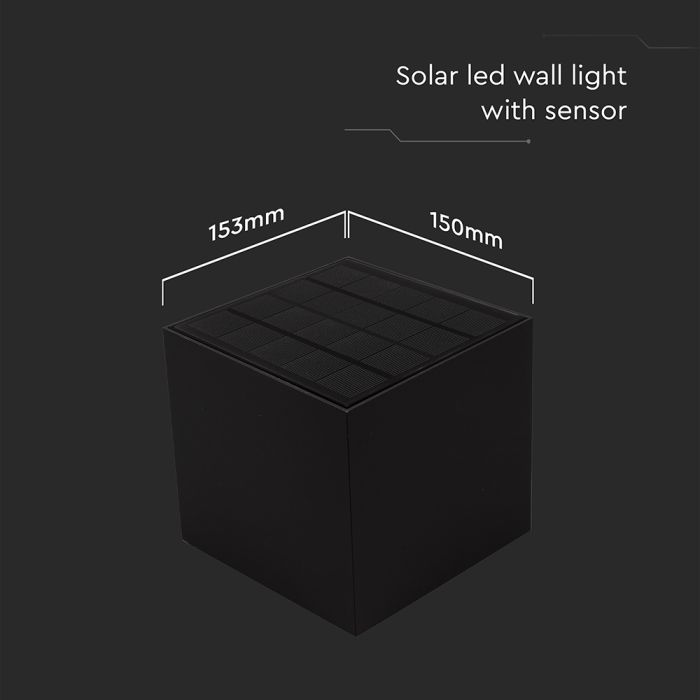 V-TAC Sensor Solar Luz de Pared - IP65 Impermeable - Negro - 9W- 800 Lumens - 3IN1-extra-3.webp