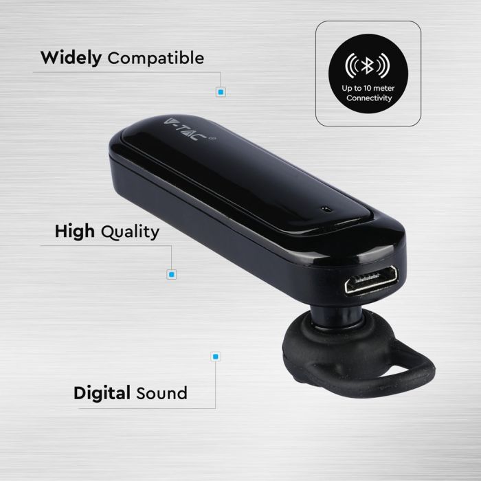Auricular Bluetooth inalámbrico V-TAC - 170 mAh - Negro-extra-4.webp