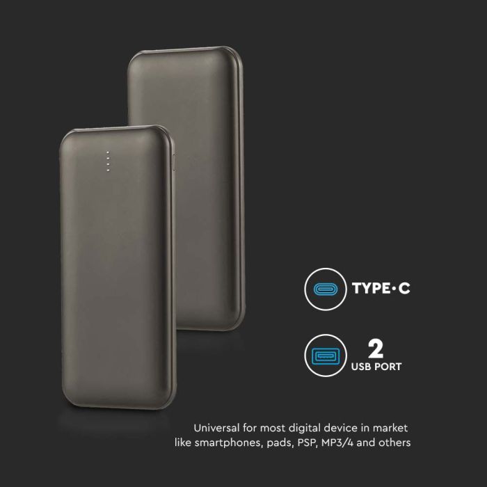 V-TAC LED Display Banco de energía - Cuerpo Gris - 10000mAh-extra-4.webp