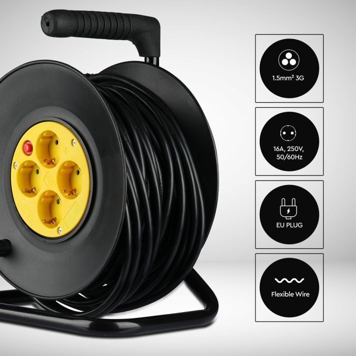 V-TAC Cable alargador resistente - IP20 - Amarillo y negro - 25m de cable-extra-2.webp