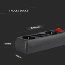 V-TAC Adaptadores y Tomas - 4 Vías - Extensión de Interruptor - IP20 - Negro - 1.5m Cable-extra-3.webp