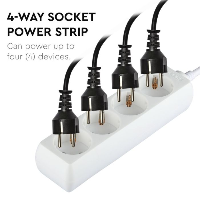 Adaptadores y tomas V-TAC - 4 vías - Alargadera - IP20 - Blanco - Cable de 1,5 m-extra-2.webp
