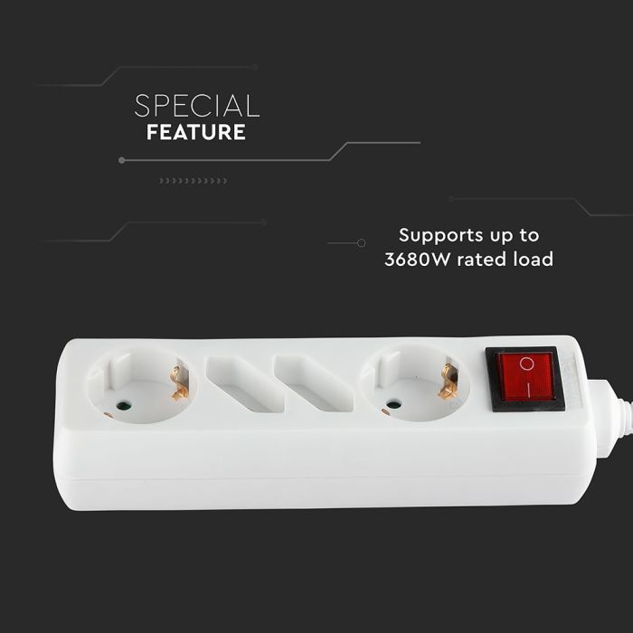 V-TAC Adaptadores y Tomas - 4 Vías - Interruptor Extensión Toma - IP20 - Blanco - 1.5m Cable-extra-6.webp