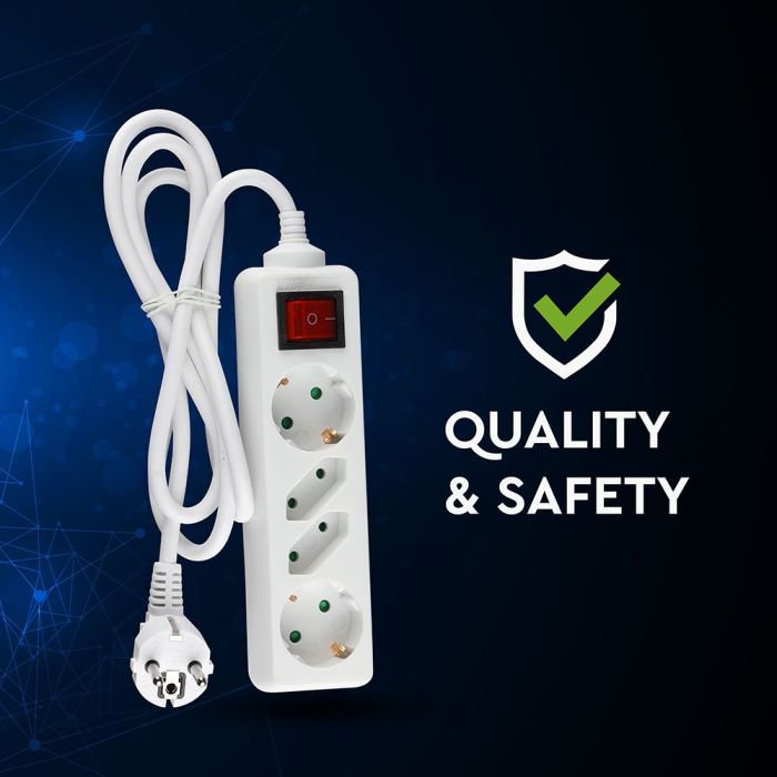 V-TAC Adaptadores y Tomas - 4 Vías - Interruptor Extensión Toma - IP20 - Blanco - 1.5m Cable-extra-7.webp