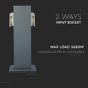 Adaptadores y Tomas V-TAC - 2 Vías - Tomas de Jardín - IP44 - Gris Oscuro-extra-7.webp