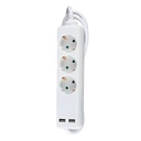 Adaptadores y tomas V-TAC - 3 vías - Toma de extensión USB - IP20 - Blanco - Cable de 1,5 m-extra-3.webp