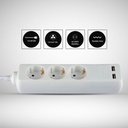 Adaptadores y tomas V-TAC - 3 vías - Toma de extensión USB - IP20 - Blanco - Cable de 1,5 m-extra-6.webp