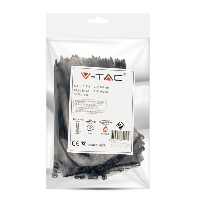 V-TAC Brida de Nylon - 4.5 x 350mm - Negra - 100 Piezas/Paquete-extra-7.webp