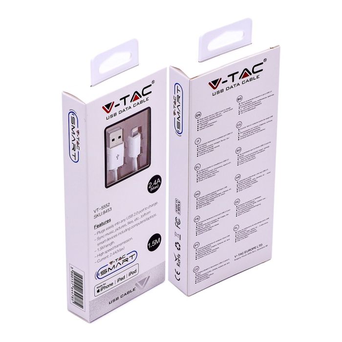 V-TAC USB MFI Cable - IPhone - IP20 - Blanco - 1.5M-extra-5.webp