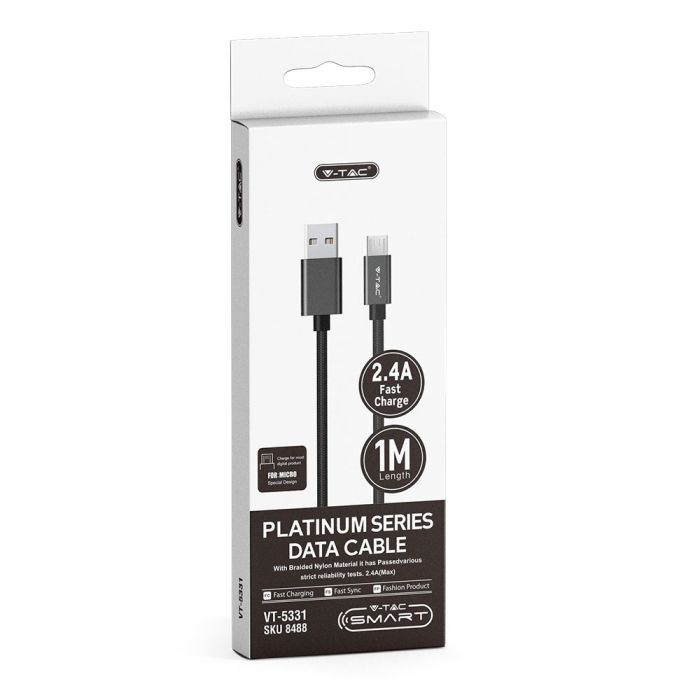 V-TAC Cable USB - Trenzado - Platinum Series - Negro - 1M-extra-5.webp