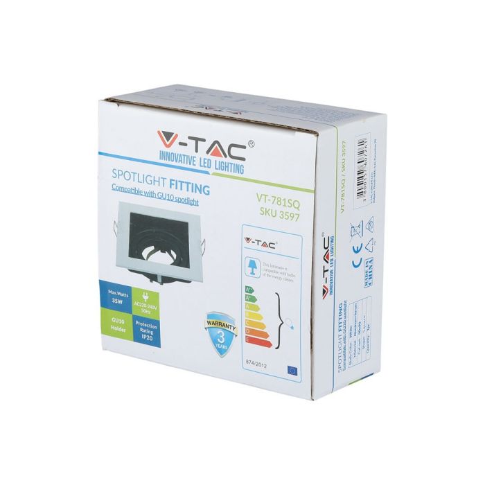 V-TAC LED Aro cuadrado - Empotrable - GU10 - IP20 - Blanco-extra-9.webp