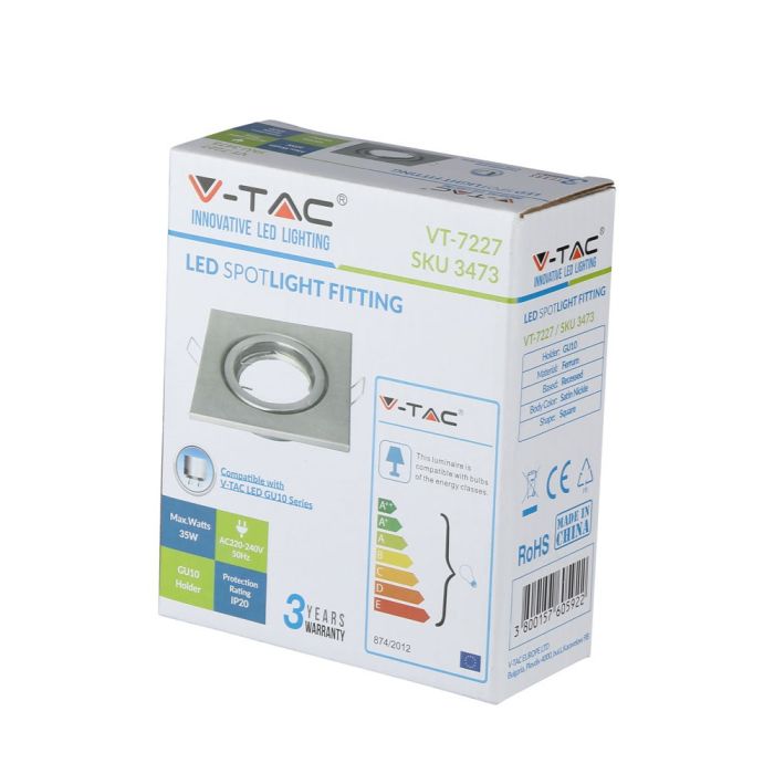 V-TAC LED Aro cuadrado - Empotrable - GU10 - IP20 - Níquel satinado-extra-9.webp