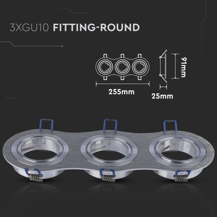 V-TAC LED Aro redondo - Empotrable - GU10 - IP20 - Aluminio Cepillado-extra-2.webp