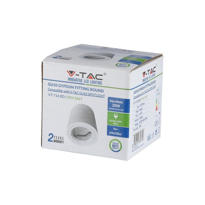 V-TAC LED Aro redondo - Accesorios de superficie - GU10 - IP20 - Blanco-extra-6.webp
