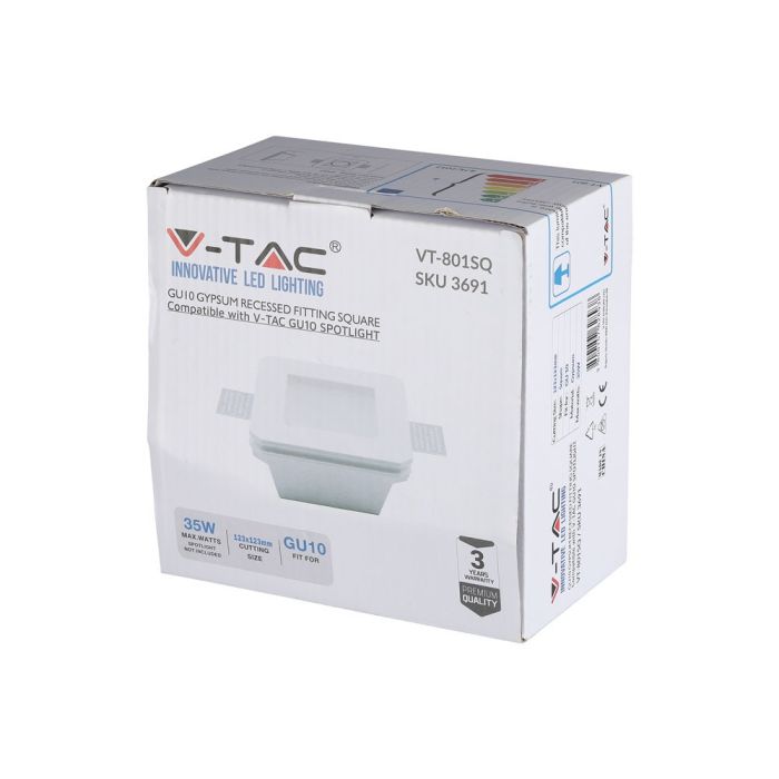 V-TAC LED Aro cuadrado - Empotrable - GU10 Frost Glass - IP20 - Blanco-extra-9.webp