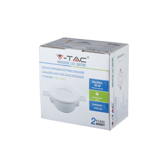 V-TAC LED Aro redondo - Empotrable - GU10 Frost Glass - IP20 - Blanco-extra-9.webp