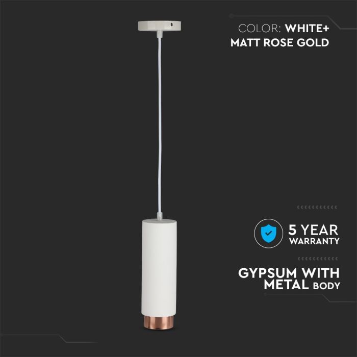 V-TAC LED Aro de yeso - Accesorios Suspendidos - GU10 - IP20 - Blanco + Oro Rosa Mate-extra-4.webp