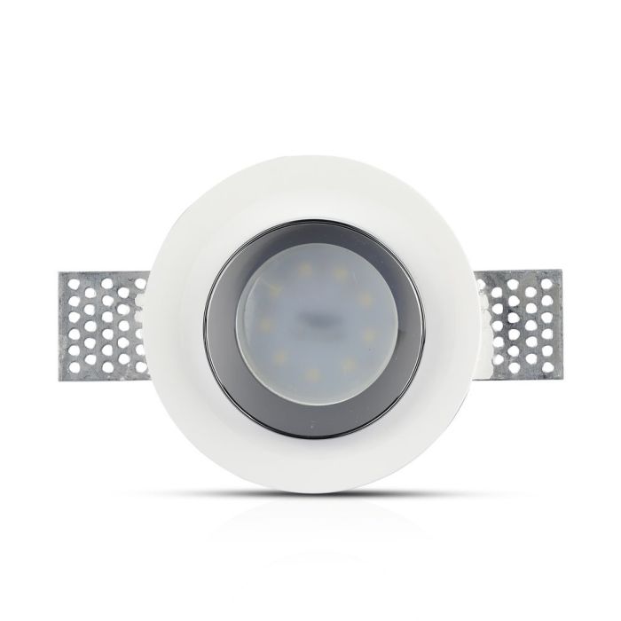V-TAC LED  Aro de yeso redondo - Empotrable - GU10 - IP20 - Blanco + Cromo-extra-5.webp