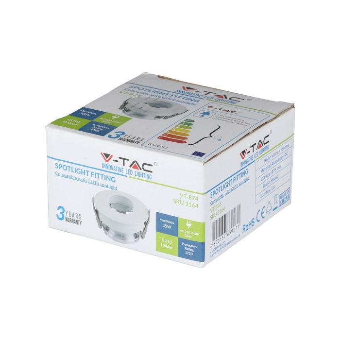 V-TAC LED Aro redondo - Empotrable - GU10 - IP20 - Blanco + Cromo-extra-9.webp
