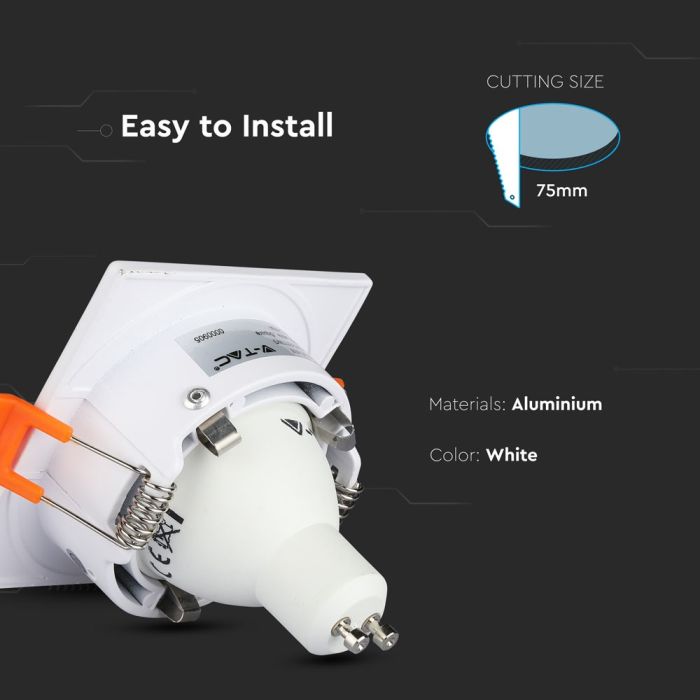 V-TAC LED Aro redondo - Empotrable - GU10 - IP20 - Blanco-extra-5.webp