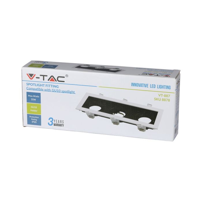 V-TAC LED Aro cuadrado x3 - Empotrable - GU10 - IP20 - Blanco + Negro-extra-8.webp