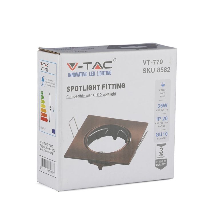 V-TAC Aro  cuadrado LED - Empotrable - GU10 - IP20 - Bronce-extra-12.webp