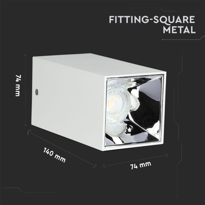 V-TAC Aro cuadrado LED - Accesorios de Superficie - GU10 - IP20 - Blanco + Cromo-extra-2.webp