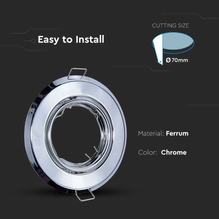 V-TAC LED Aro redondo - Empotrable - GU10 - IP20 - Cromo  - Pack de 2-extra-6.webp