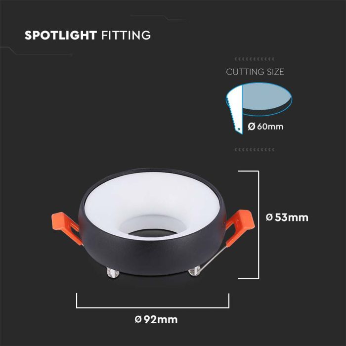 V-TAC LED Aro redondo  - Empotrables - GU10 - IP20 - Negro + Blanco-extra-2.webp