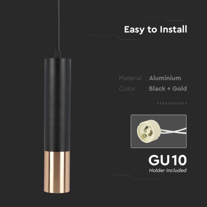 Lámpara Colgante V-TAC - GU10 - IP20 - Negro + Oro-extra-5.webp