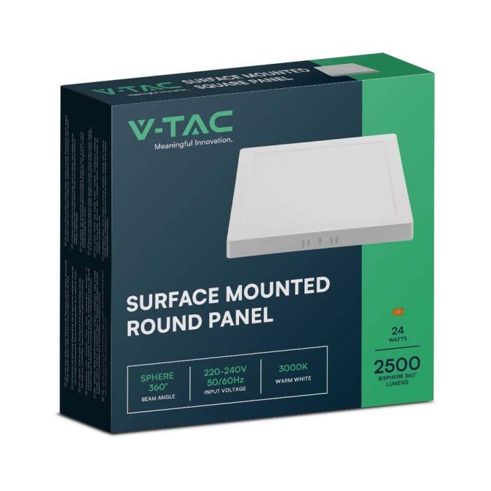 V-TAC LED Mini Panel - Superficie Retroiluminada - IP20 - Cuerpo Blanco - 24W- 2500 Lumens - 3000K-extra-6.webp